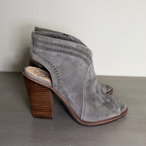 Vince Camuto Shoes - Vince Camuto Peep Toe Ankle Boots - Gray Suede - Block Heel